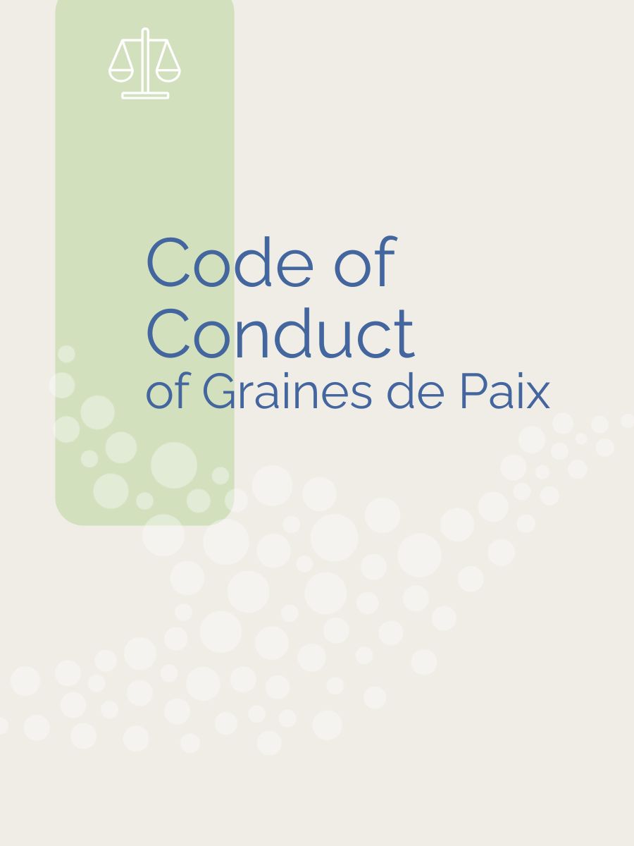Cover of the code of conduct of Graines de Paix