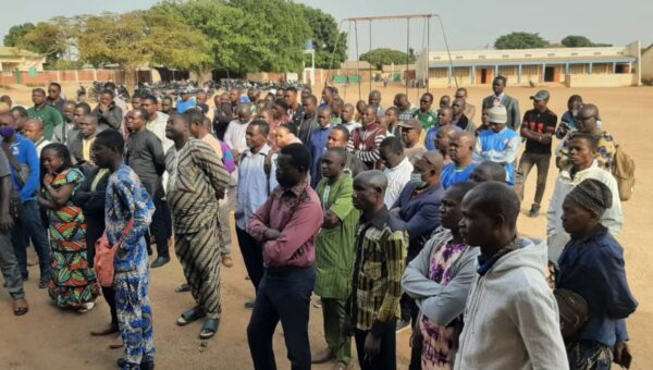 Residents of Benin during an awareness-raising session for the APEV program